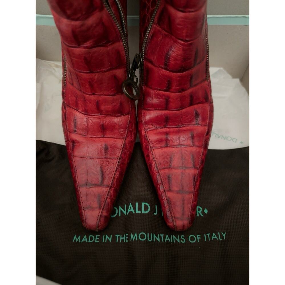 Donald J Pliner Salona Red Tomato Carib Gator Leather Ankle Boots Women’s 8.5 M - Picture 5 of 13